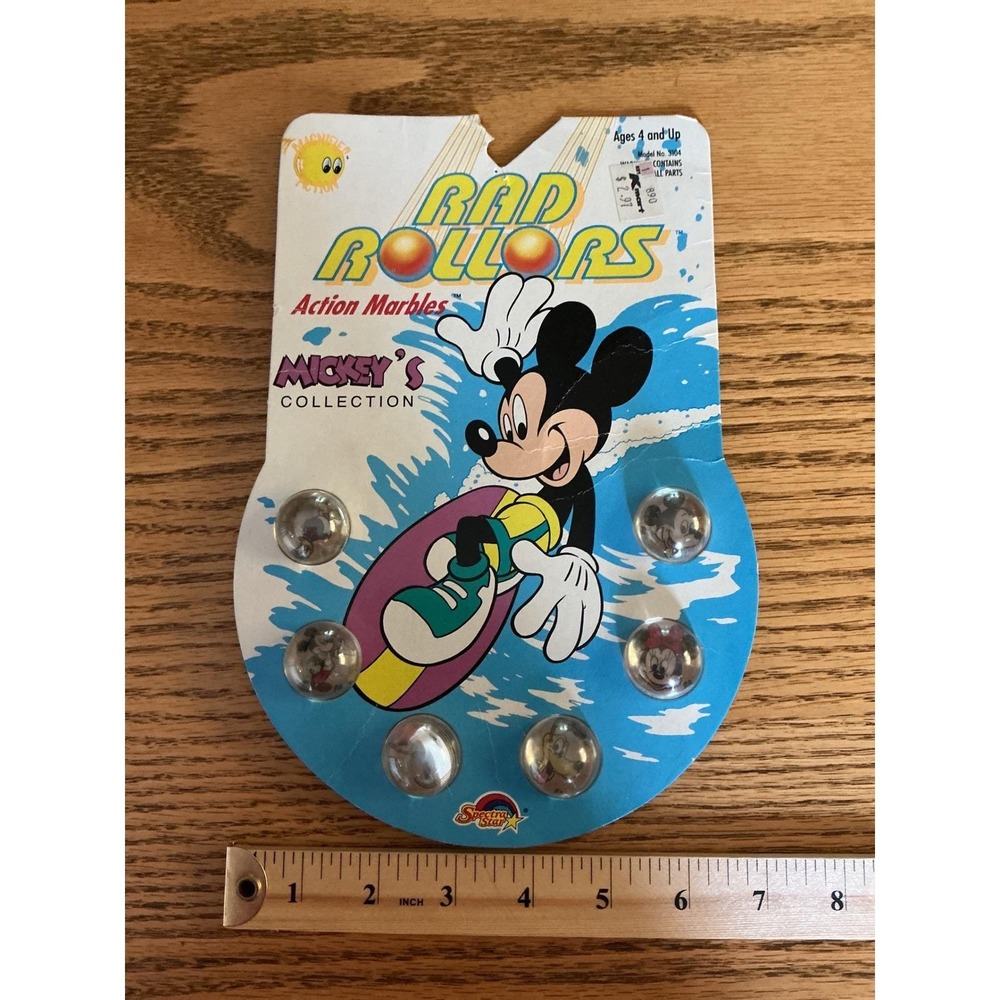 Vintage 1990 Spectra Star Rad Rollers Mickey Mouse Action Marbles Disney Set